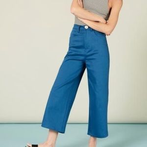 Whimsy & Row Flora pant. Hi-rise Wide leg. XL Blue